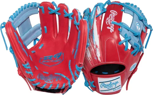 Vista 10 de Rawlings Guantes de béisbol de la serie R9 Tamaños 11.5 a 12.75 pulgadas Múltiples estilos Pro H-Web Negro/Oro