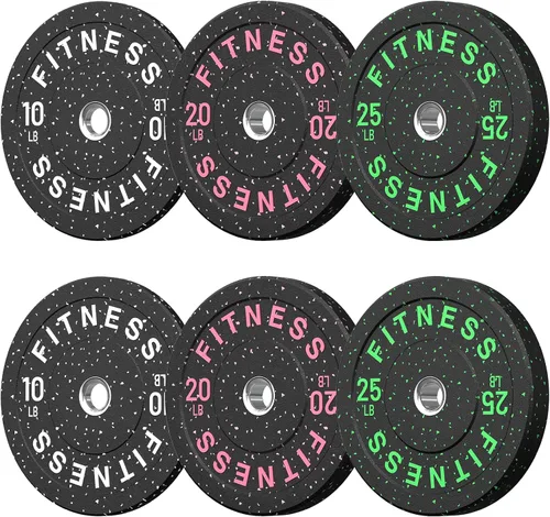Vista 34 de HANDBODE 2-Inch High-Bounce Bumper Plates, Olympic Weight Set, 10-650 lb