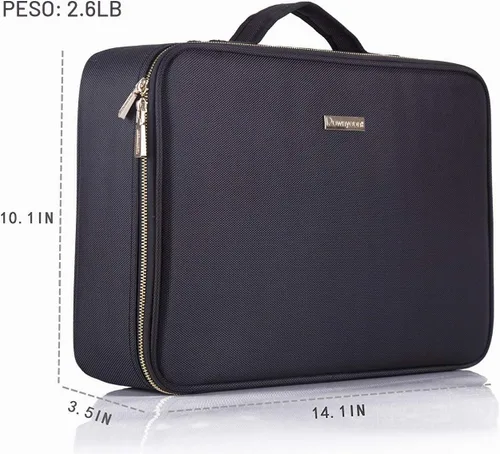 Vista 2 de Estuche portátil profesional para organizar maquillaje, de goma EVA, de ROWNYEON, M, Negro