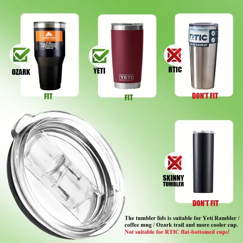 Vista 5 de Tapas de vaso a prueba de derrames para vasos de 20 onzas, 30 onzas Yeti y más, tapas resistentes a salpicaduras para vasos, para senderos