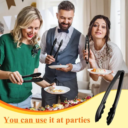 Vista 6 de Tessco for you 25 pinzas de plástico para servir a granel, pinzas desechables de plástico de 9 pulgadas, pinzas de ensalada resistentes para cocina