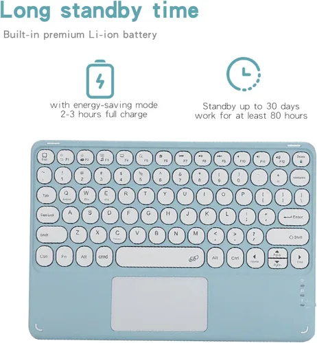 Vista 6 de Funda con teclado táctil para Samsung Galaxy Tab A8 de 10.5 pulgadas modelo 2022 (SM-X200/X205/X207), con soporte para lápices, teclado Bluetooth