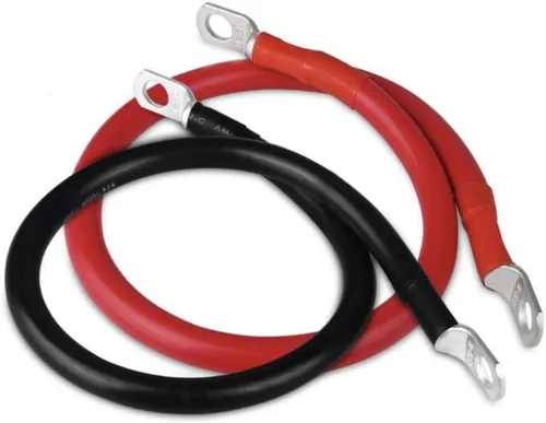 Vista 12 de Conjunto de cables de batería 8AWG-2FT, cable de alimentación, cables puente inversor de batería de 2 pies con terminales de 3/8