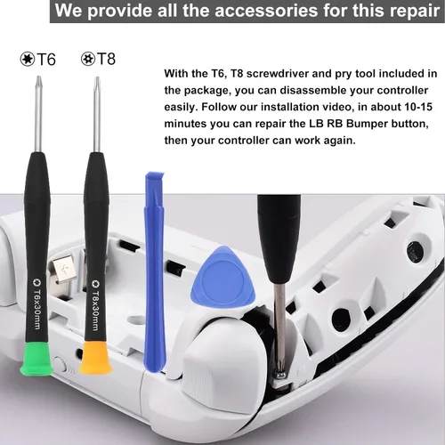 Vista 5 de Ikpek 2 Pack Bumpers Replacement LB RB Button for Xbox Series XS Controllers, Black + White Shoulder Trigger Buttons Top Middle Bracket for Xbox
