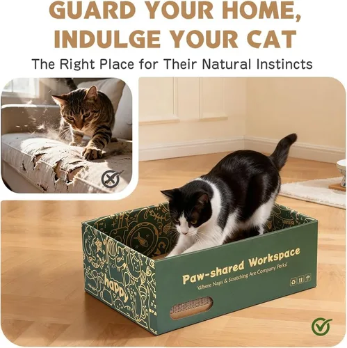 Vista 6 de Paquete de 6 almohadillas para rascar para gatos con cajas anidadas, juego de rascador para gatos que ahorran espacio, almohadillas reversibles