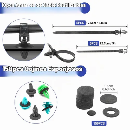 Vista 6 de Uolor Juego de 1565 clips de retención de empuje para automóvil, 36 tamaños, clips de nailon resistente para parachoques y sujetadores automáticos