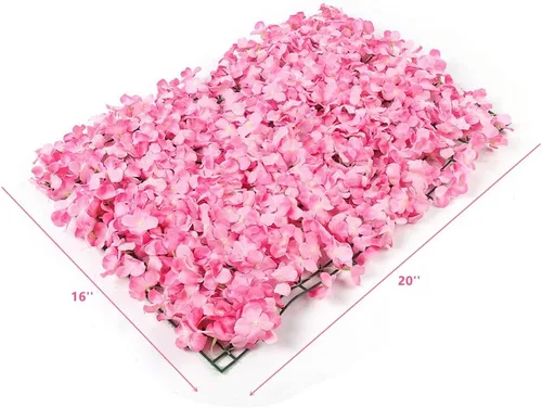 Vista 2 de Paquete de 10 paneles de pared de flores artificiales de 24 x 16 pulgadas, paneles de pared románticos de rosas de seda para bodas, fiestas, hogar