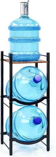 Vista 12 de TC-HOMENY Soporte para jarra de agua de 5 galones, estante de 3 niveles para dispensador, soporte organizador para hogar y oficina (negro)