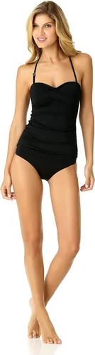 Vista 7 de Anne Cole Top de natación tipo tankini con nudo frontal fruncido para mujer
