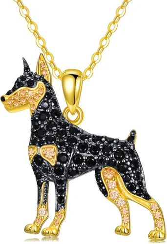 Vista 116 de Collares con colgante de perro de plata de ley S925 – 24 razas corgi/husky/labrador/pastor para mujer