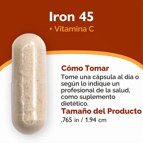 Vista 7 de Suplemento de hierro con vitamina C, 45 mg de hierro, 60 mg de vitamina C, vitaminas bariátricas para pacientes con WLS, manga vertical y cirugía
