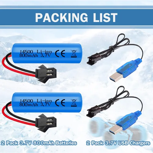 Vista 6 de Paquete de 2 baterías de iones de litio de 3.7 V 800 mAh con cargadores USB, enchufe SM-2P, batería recargable RC compatible con autos de control