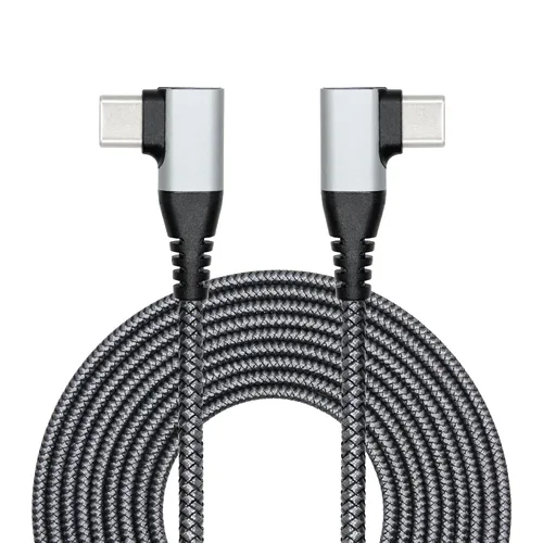 Vista 12 de Cable USB C a USB C en ángulo recto de 3.3 ft/3 pies, 90 grados, 60 W, PD tipo C, cable trenzado de nailon de carga rápida y transmisión de datos