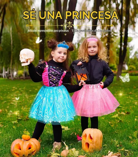 Vista 7 de Ropa de princesa para niñas pequeñas, juego de simulación y disfraz para niñas pequeñas de 3 a 6 años Rosa Azul