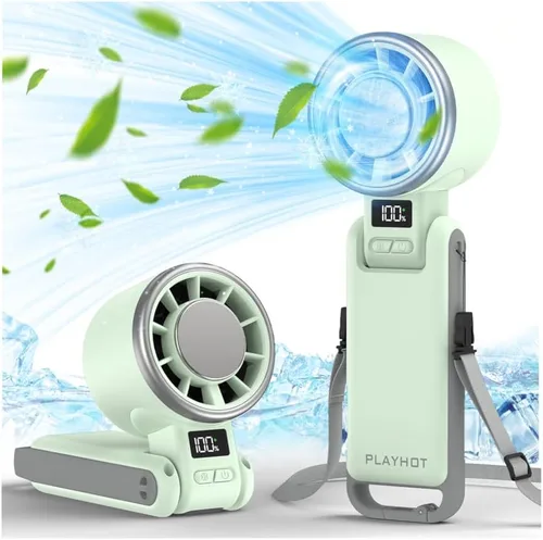 Vista 14 de PlayHot Ventilador de mano portátil mejorado con enfriamiento de hielo de 60 °F, hasta 12 horas ventiladores personales recargables portátiles, 5