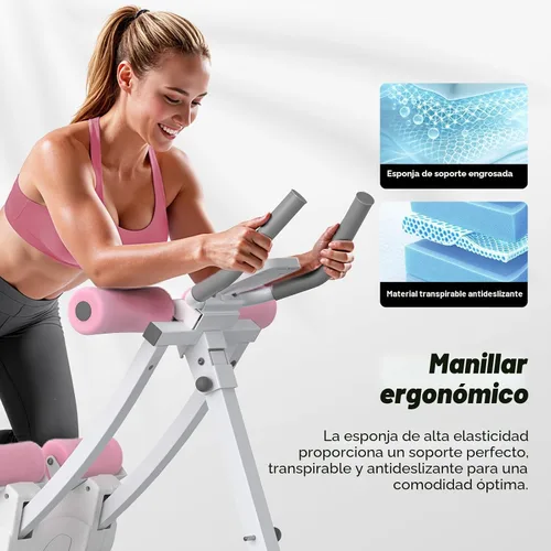 Vista 8 de MERACH Ab Machine, Adjustable Ab Trainer Machine, AB Workout Equipment Blanco y rosa