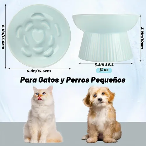 Vista 2 de STARVAST Paquete de 2 cuencos de cerámica para gatos de alimentación lenta