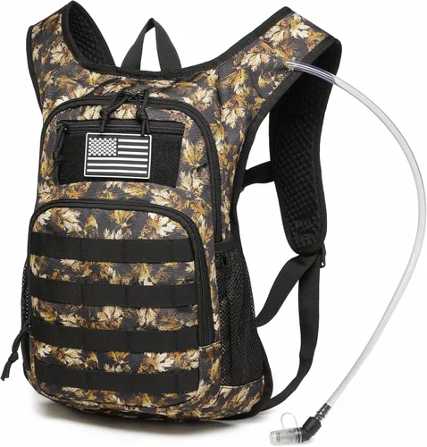 Vista 12 de Mochila de Hidratación Wotony con Vejiga de Agua para Senderismo Paquete de Hidratación Táctico para Hombres Mujeres Mochila de Agua Molle