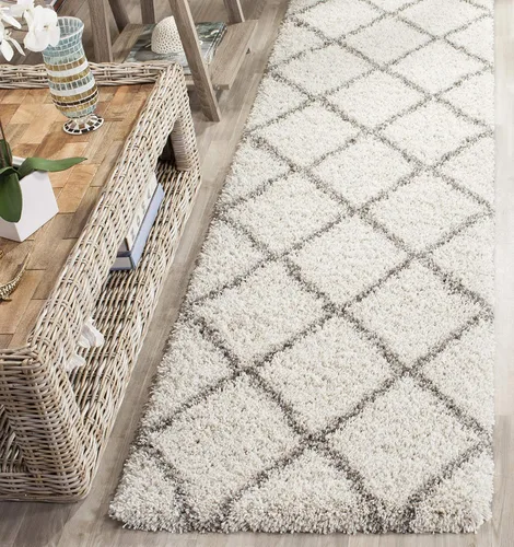 Vista 21 de SAFAVIEH Hudson Shag Collection - Alfombra decorativa de 2 x 3 pies, color beige y marfil, diseño moderno de enrejado, no desprende pelusa