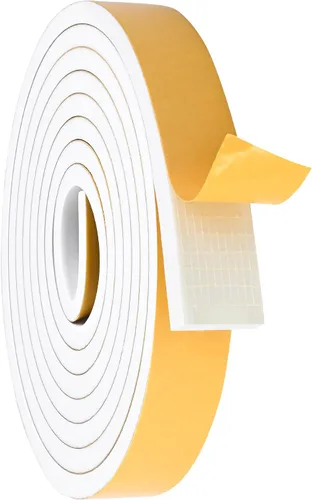 Vista 20 de Burlete de cinta de espuma autoadhesiva blanca para puertas y ventanas de 1 pulgada × 3/4 pulgada × 13 pies, tira de sellado de espuma de alta Blanco