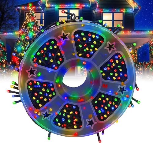 Vista 9 de Kwaiffeo - luces de Navidad blancas, 100 pies de longitud, 300 luces LED, impermeables, enchufables, para interiores y exteriores, 8 modos de luz