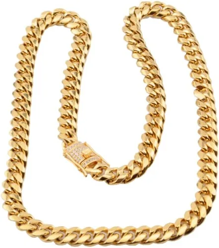 Vista 5 de NA JYXING - Cadena grande de oro hip hop collar cubano de cobre chapado en oro de 18 quilates cadena de diamantes para hombre 26 pulgadas 0394in