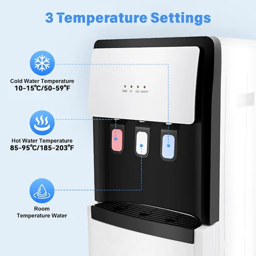 Vista 4 de Dispensador de agua de carga inferior para botella de 5 galones, 36.41 pulgadas de alto 3 Temperature Settings Water Cooler Dispenser, Hot & Cold