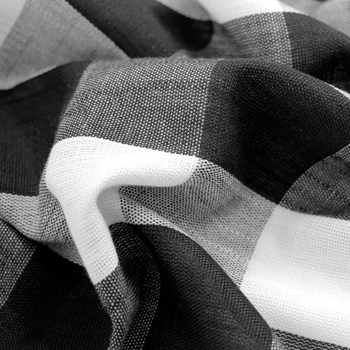 Vista 4 de Jubilantex Paneles de Cortina Semitransparentes a Cuadros Buffalo Blanco y Negro, Cortinas Texturizadas a Cuadros Gingham, Cortinaje, Cortinas