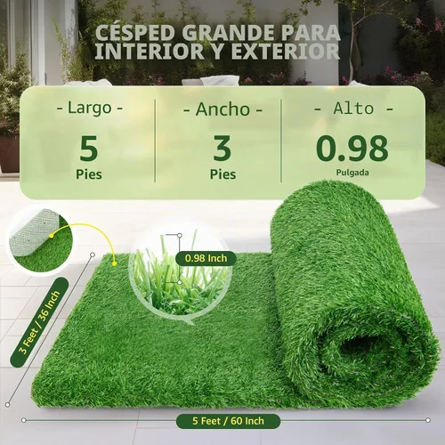 Vista 7 de LOOBANI Rollo de césped artificial sintético, césped artificial para baño de perro con agujeros de drenaje, alfombra de césped artificial