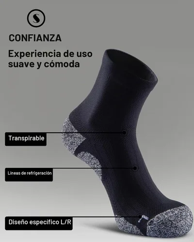 Vista 5 de Calcetines de compresión de cuarto para hombres y mujeres, calcetines acolchados para correr y senderismo Negro (4 pares)
