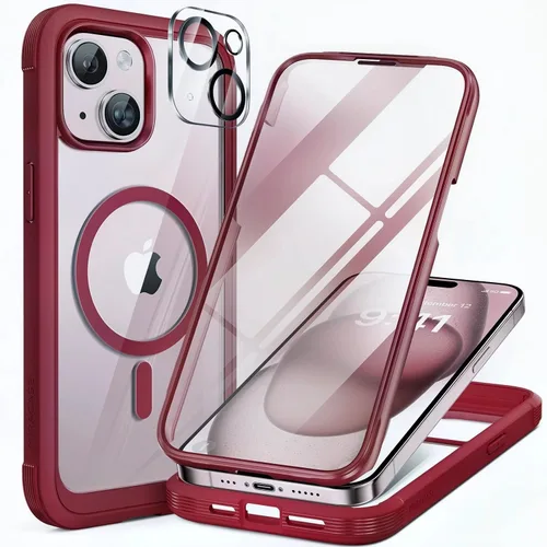 Vista 117 de Miracase - Funda magnética para iPhone 13 Pro Max de 6.7 pulgadas (compatible con MagSafe), transparente, completo, protector de pantalla de vidrio