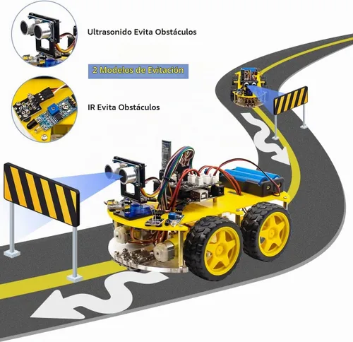 Vista 4 de LAFVIN 4WD Multi Robot Car Kit actualizado V2.0 Robot STEM/Programación Gráfica Robot Car Compatible con Arduino IDE con Tutorial