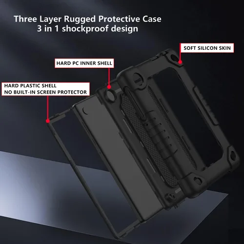 Vista 2 de Funda protectora para tablet TCL Tab 8 Plus, correa para el hombro, silicona suave y parte trasera dura, a prueba de golpes, para TCL Tab 8 Plus/TCL
