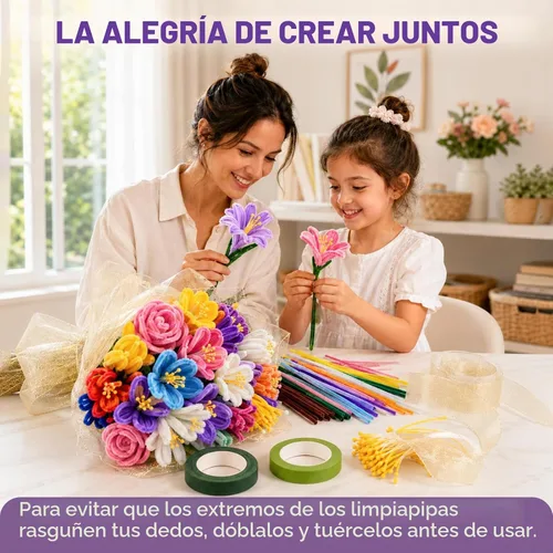 Vista 6 de 1500 PCS Pipe Cleaners Bulk, 15 Colors Thick Pipe Cleaner Flower Making Kit