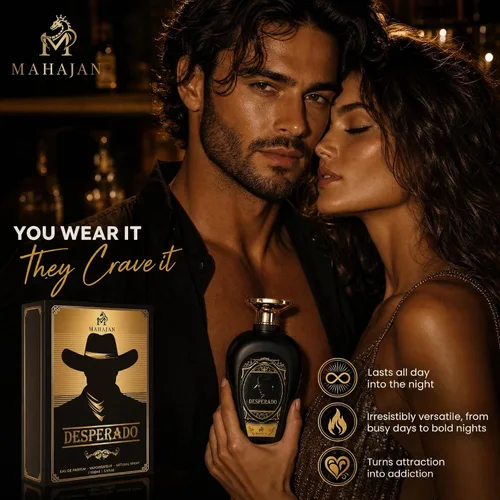 Vista 3 de Mahajan Desperado Eau de Parfum – Colonia poderosa y seductora para hombre – Fragancia picante, amaderada y dulce para día y noche – Perfume de lujo