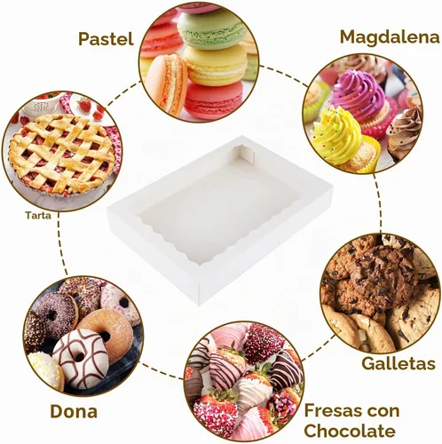 Vista 3 de Moretoes 30 cajas grandes para galletas de 16 x 11 x 2.5 pulgadas, cajas