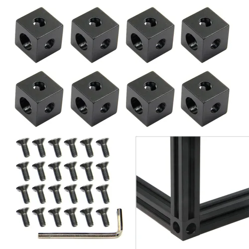 Vista 12 de Soporte de esquina angular de aluminio 2020 con tornillos M5x10mm y tuercas en T para perfil de extrusión de aluminio de la serie 2020 de 0.236 in