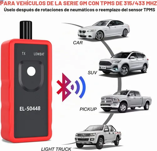Vista 5 de KINGBOLEN EL-50448 Sensor Automático de Presión de Neumáticos 315/433 MHz, Herramienta de Activación de Reset/Relearn TPMS Compatible con Vehículos