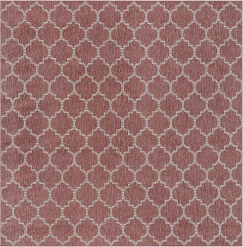Vista 47 de Unique Loom Outdoor Trellis Collection Alfombra de Área (5' 1" x 8' Oval, Aguamarina/Gris)