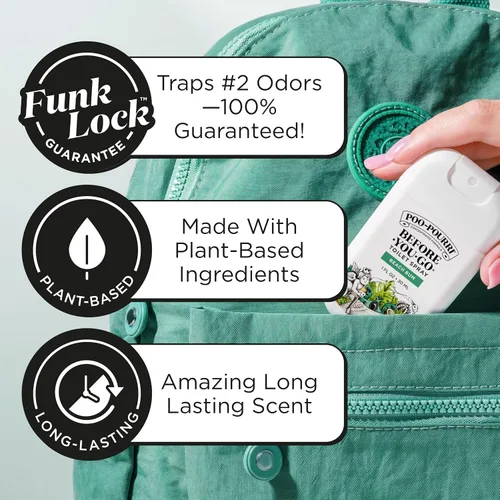 Vista 2 de Poo-Pourri Before-You-Go - Aerosol para inodoro de bolsillo, artículos esenciales de viaje, Beach Bum, 1 onza líquida, hasta 50 usos, desodorante