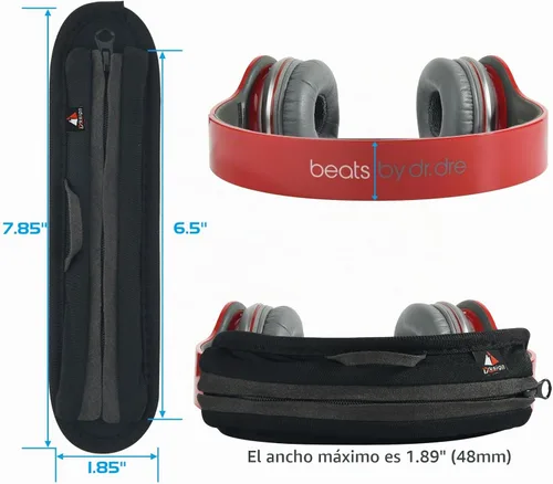 Vista 4 de Protector universal de repuesto para cojín de diadema compatible con auriculares ATH M50X, QC 35i/35ii, QC25, Solo 2/Solo 3, Studio 2/3 (negro)