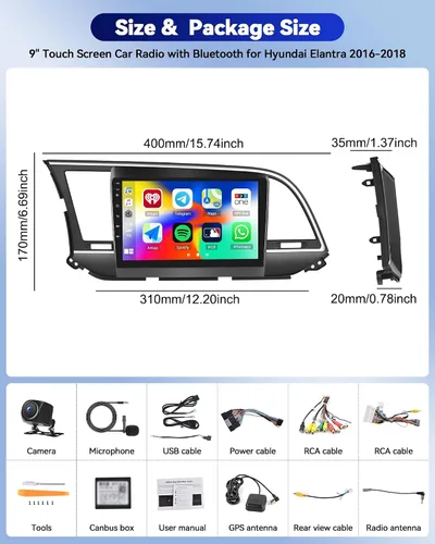 Vista 8 de 8 Core 6+128G para Hyundai Elantra 2016-2018 Android 15 Car Stereo