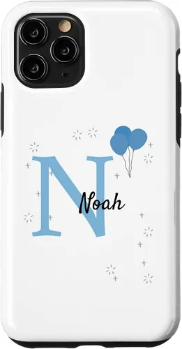Vista 10 de iPhone 14 Noah Motif with Boys Name - Funda con aspecto azul