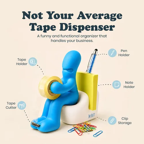 Vista 2 de Dispensador de cinta adhesiva The Butt – Regalos divertidos para hombres – Cosas raras, accesorios de escritorio para hombres – Novedad y divertidos
