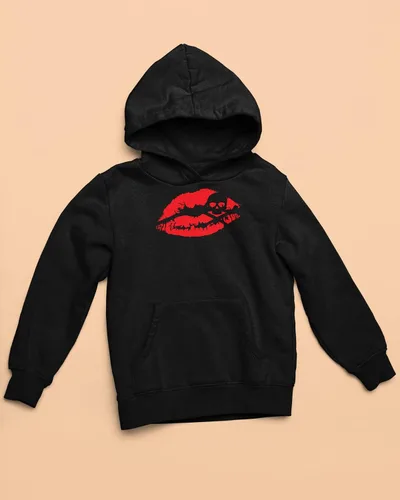 Vista 4 de Halloween beso de Muerte negro adulto sudadera con capucha para hombre, M, Negro