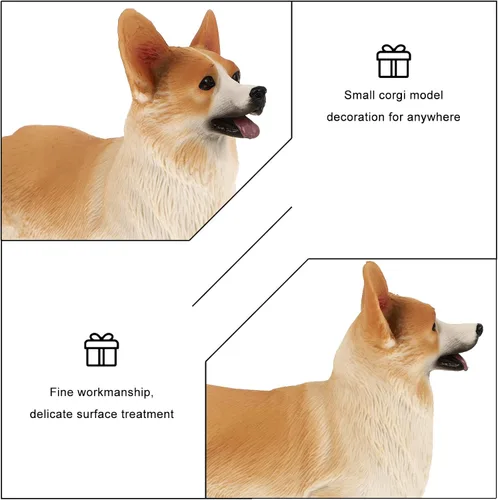 Vista 8 de IMIKEYA Figura de Corgi galés, mini estatua de perro de resina, estatua de perro pequeño de Corgi para pastel, escultura de estatua de animal