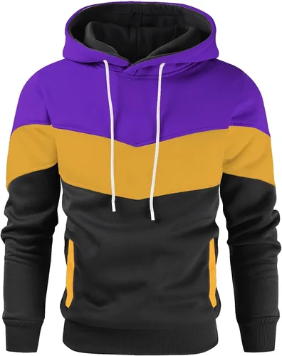 Vista 22 de Gesean - Sudadera con capucha para hombre, diseño de bloques de color, estilo suéter, manga larga, casual, con bolsillo