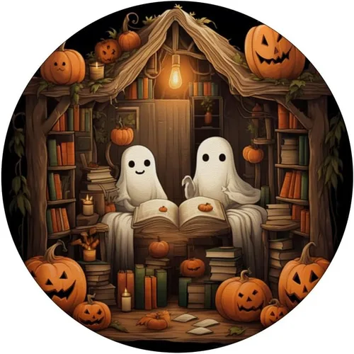 Vista 3 de Fantasmas lindos libros de lectura de Halloween bibliotecario amante de los libros PopSockets estándar PopGrip