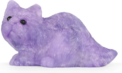 Vista 10 de Artistone Estatua de gato de cristal de amatista de 2 pulgadas, diseño de gatito sentado a mano, tallada a mano, escultura de cristal curativo