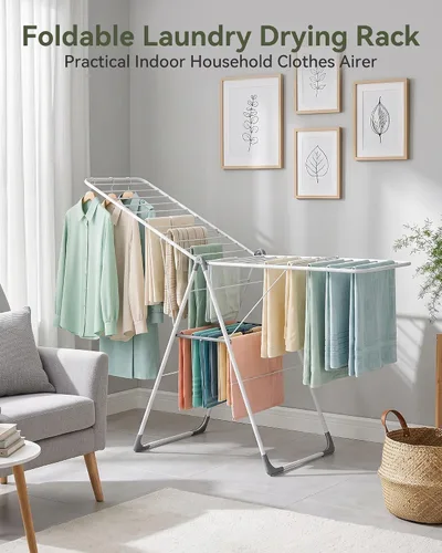 Vista 7 de APEXCHASER - Estante de secado de ropa de 2 niveles, 28 varillas plegables, ajustable No Assembly Needed, Rust-Proof Sturdy Frame, Foldable